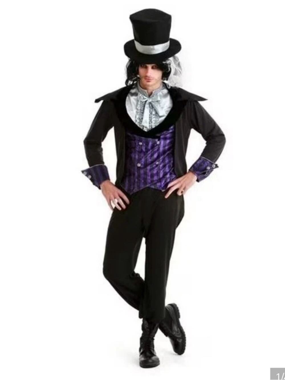 Dark Mad Hatter Costume - Purple & Black XL NWT
